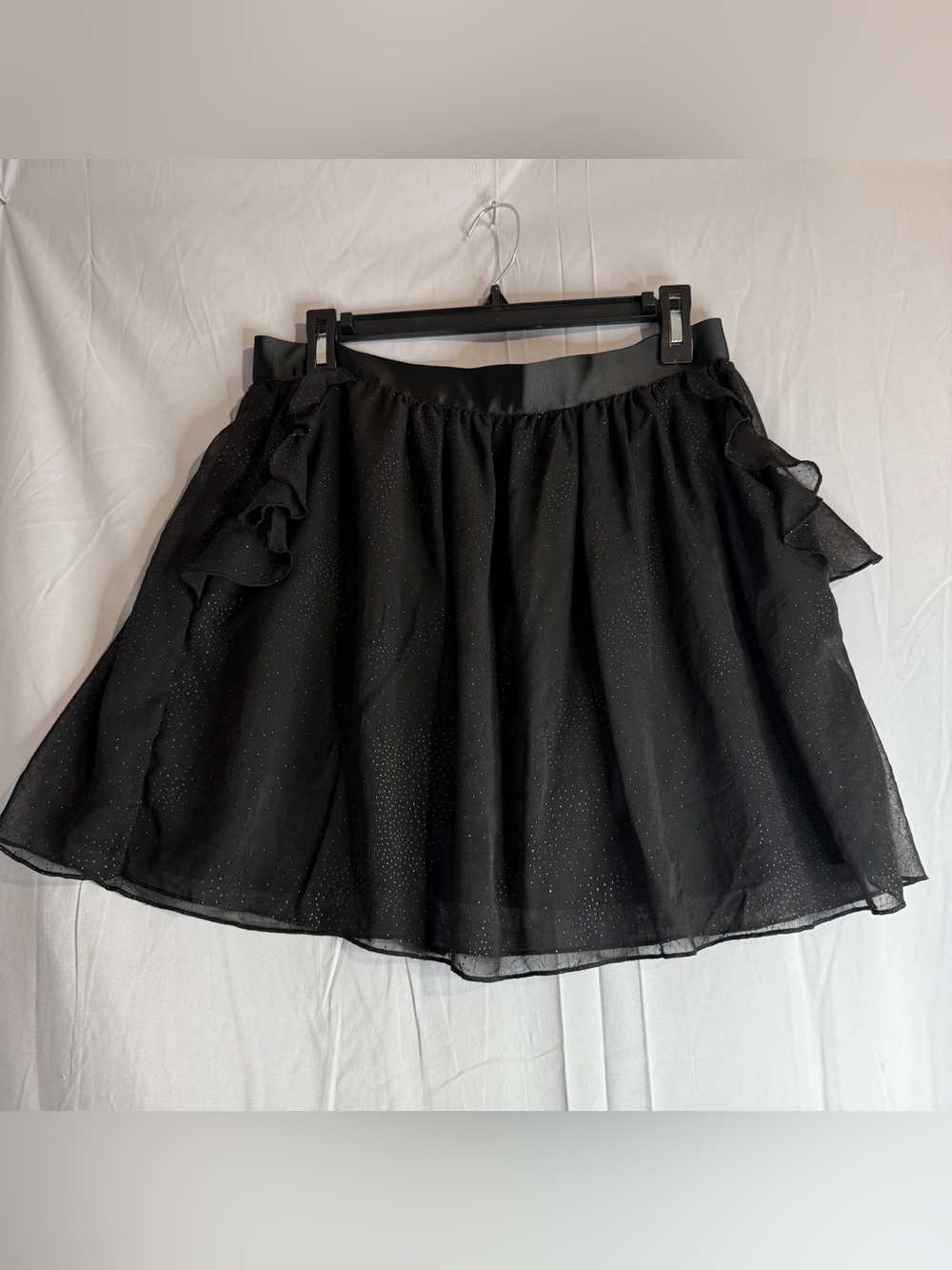 Saks Fifth Avenue Black Sparkle Layered Ruffle Skater Skirt